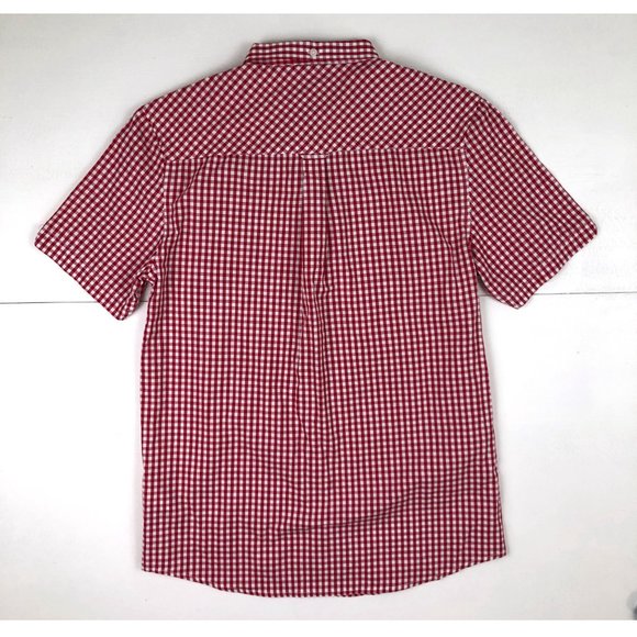 Ben Sherman Boys Check Shirt Red White NWT Button Collared Short Sleeve Size 16 - Picture 3 of 3